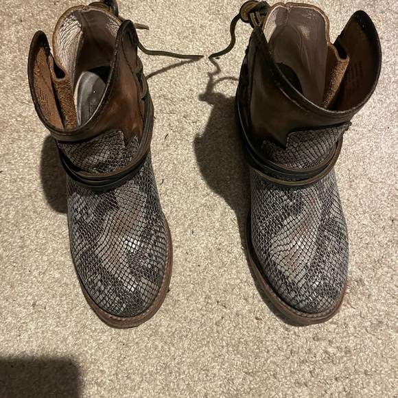 Freebird by Steven Casey Blue Snakeskin Booties